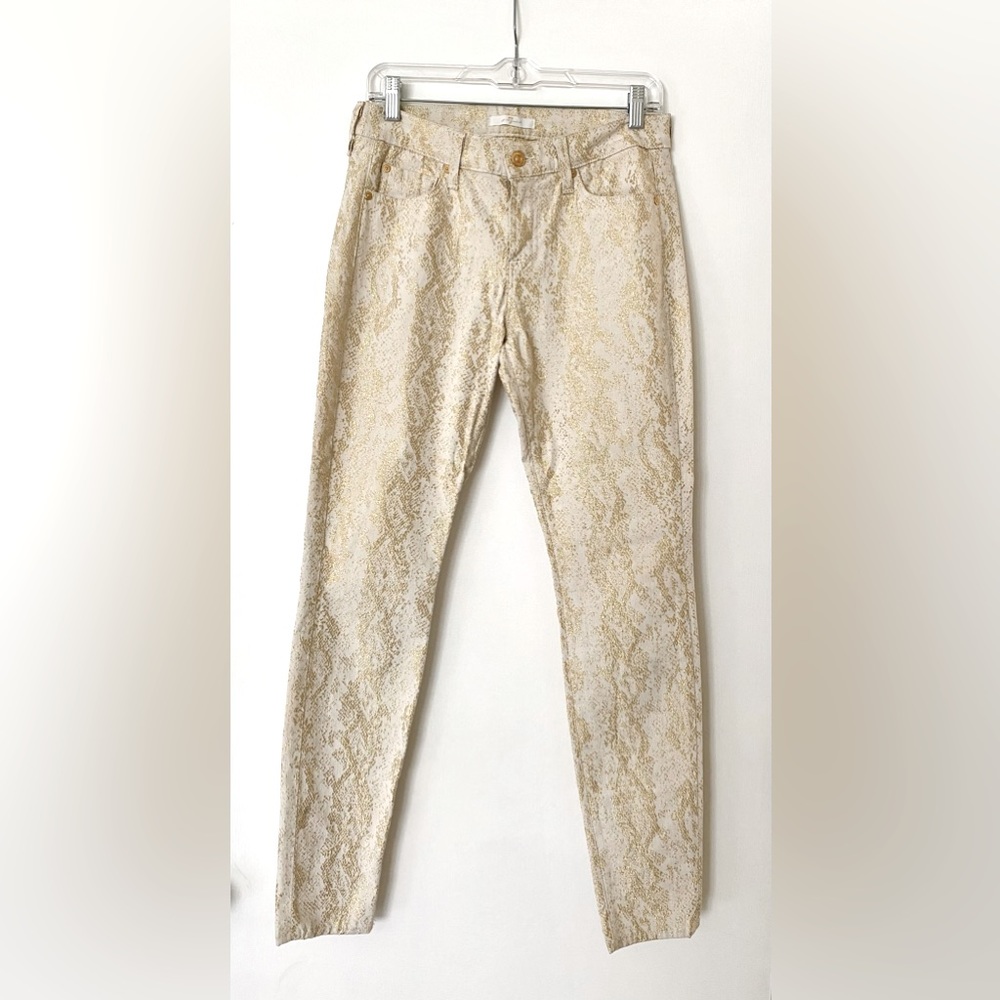 7 for All Mankind metallic gold python jeans
